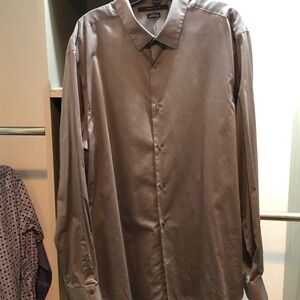 Perry Ellis Grey Cotton Dress Shirt